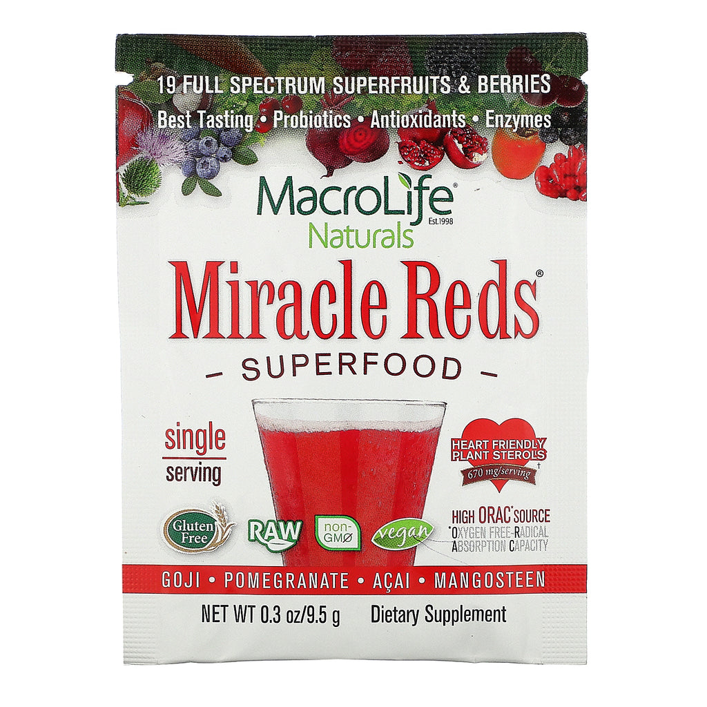 Macrolife Naturals, Miracle Reds, Superfood, Goji, Pomegranate,  Acai,  Mangosteen, 0.3 oz (9.5 g)