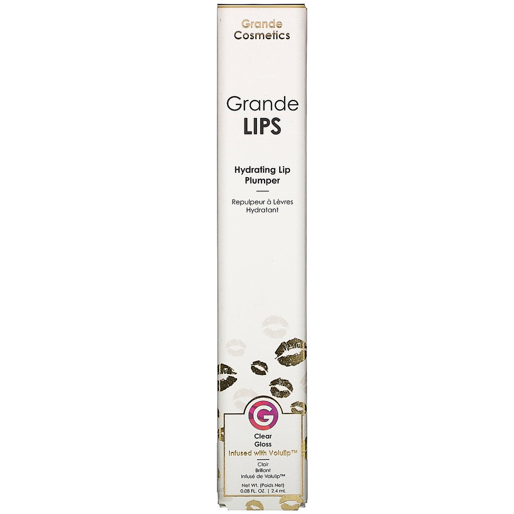 Grande Cosmetics, GrandeLips, Hydrating Lip Plumper, Clear Gloss, 0.08 fl oz (2.4 ml)