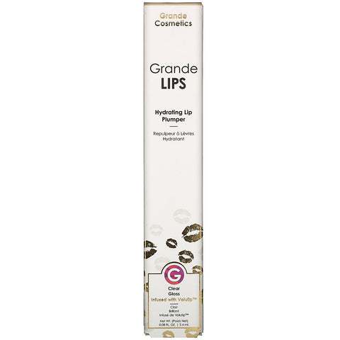 Grande Cosmetics, GrandeLips, Hydrating Lip Plumper, Clear Gloss, 0.08 fl oz (2.4 ml)