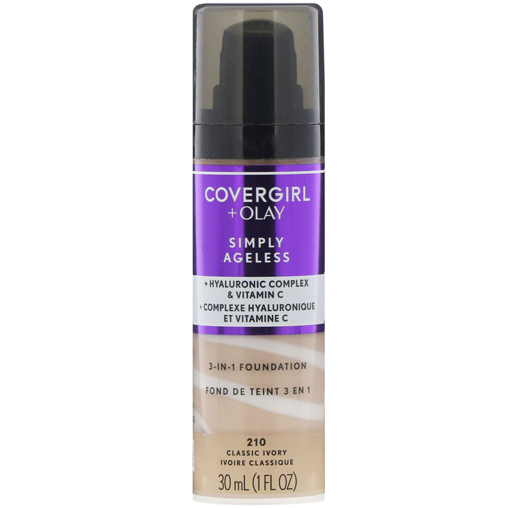 Covergirl, Olay Simply Ageless, 3-in-1 Foundation, 210 Classic Ivory, 1 fl oz (30 ml)