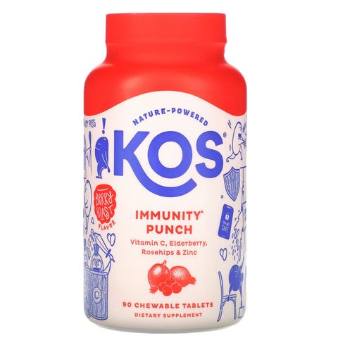 KOS, Immunity Punch, Berry Blast Flavor, 90 Chewable Tablets