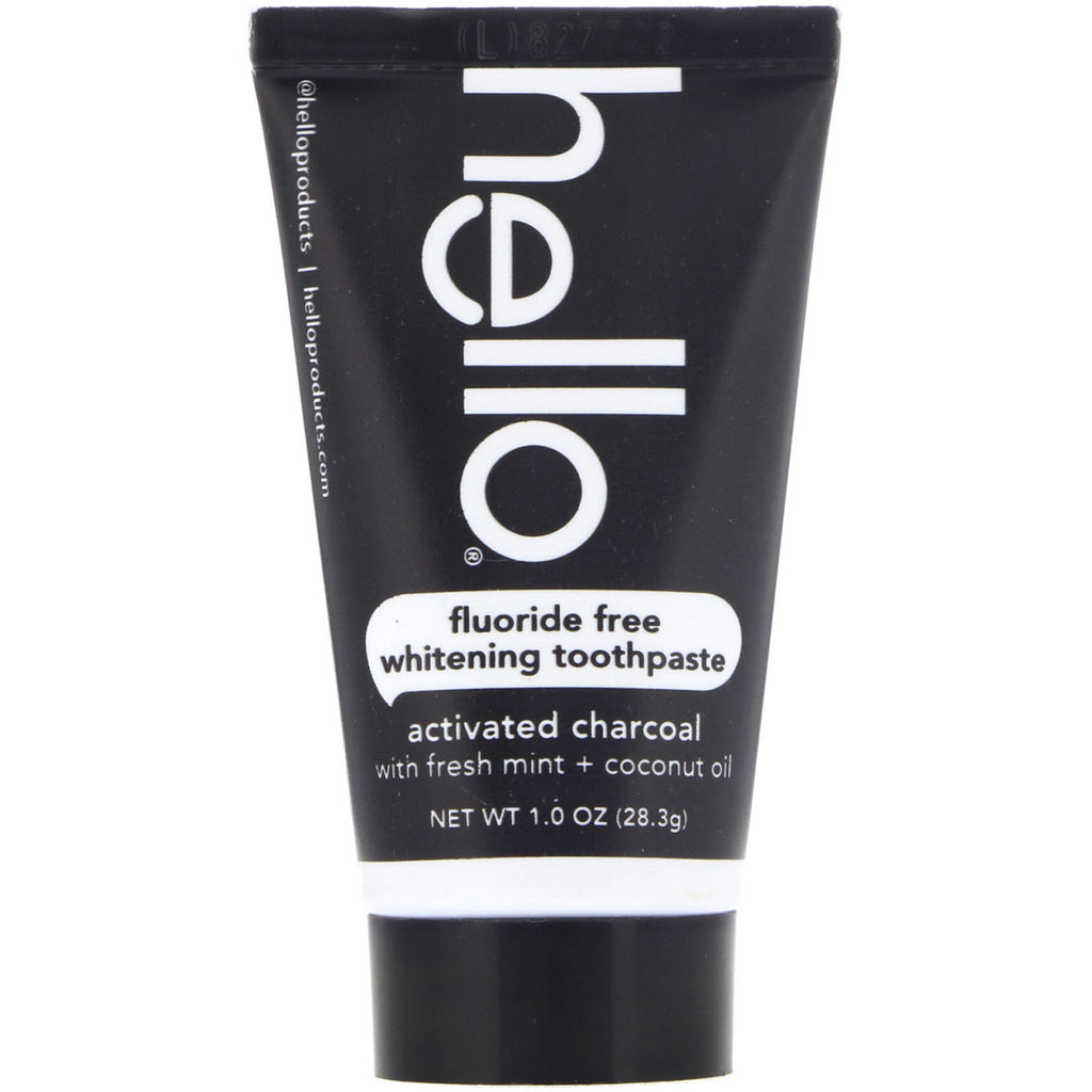 Hello, Fluoride Free Whitening Toothpaste, Activated Charcoal, With Fresh Mint & Coconut Oil, 1.0 oz (28.3 g)