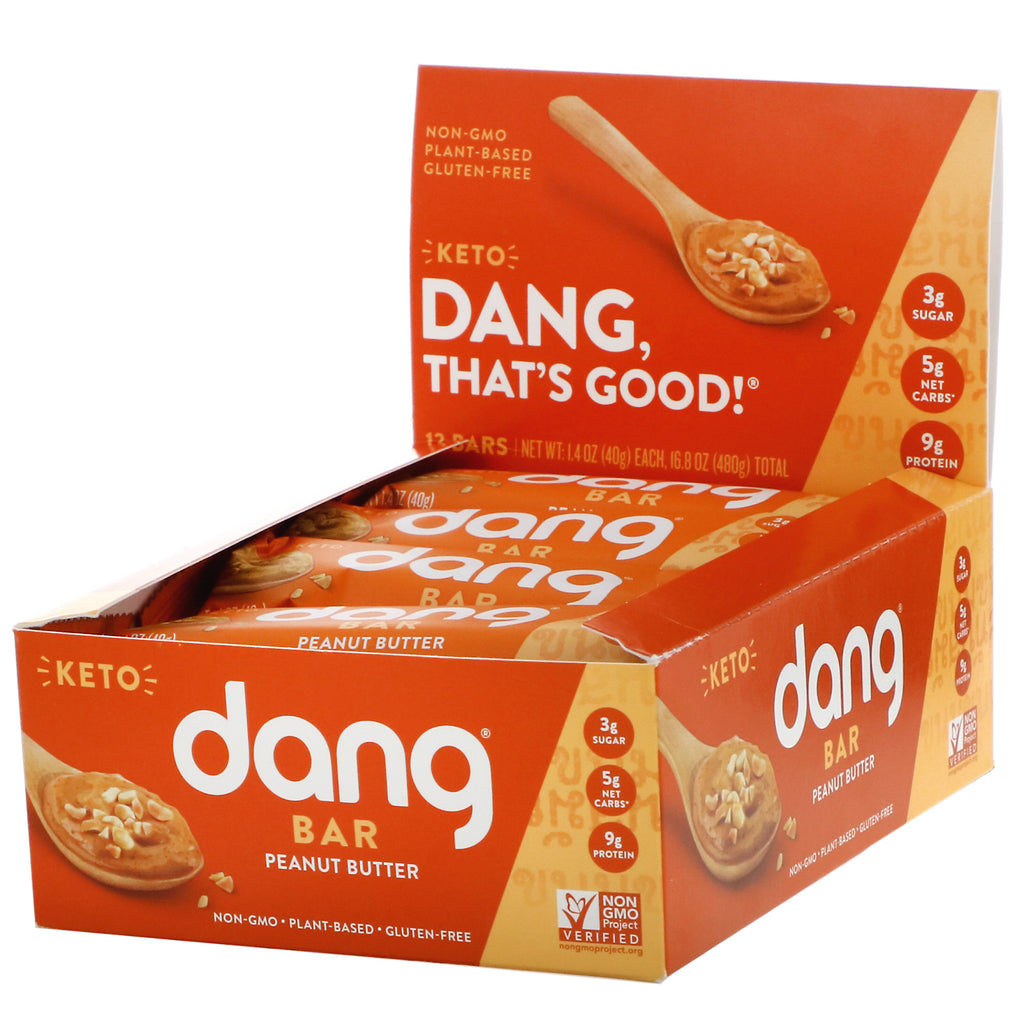 Dang, Keto Bar, Peanut Butter, 12 Bars, 1.4 oz (40 g) Each