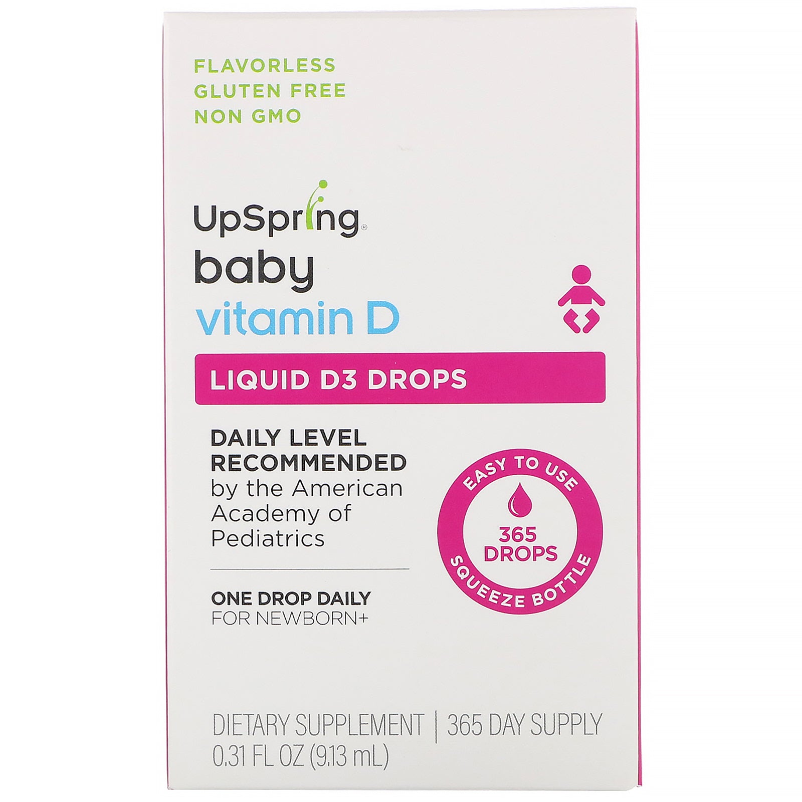 UpSpring, Baby, Liquid D3 Drops, Vitamin D,  0.31 fl oz (9.13 ml)