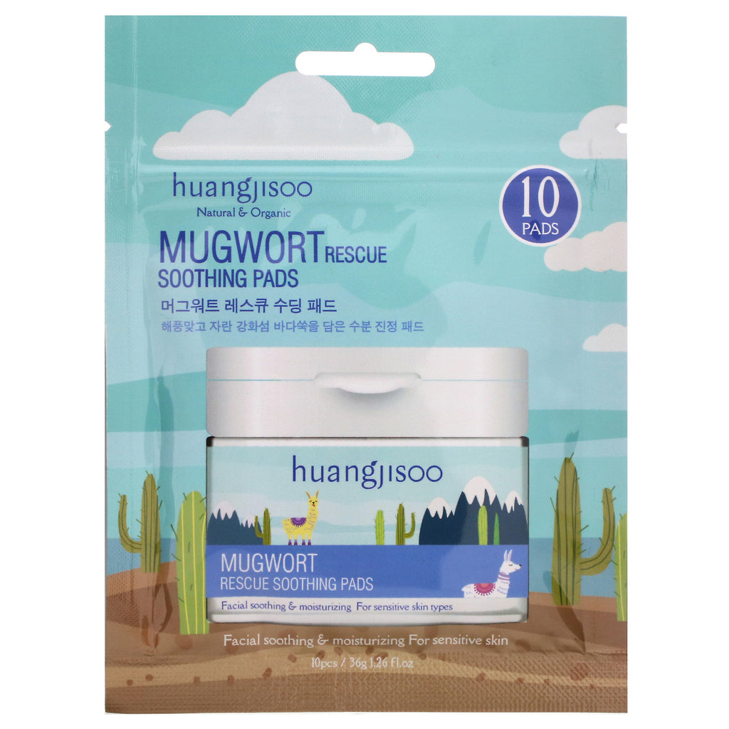 Huangjisoo, Mugwort, Rescue Soothing Pads, 10 Pads, 1.26 fl oz (36 g)