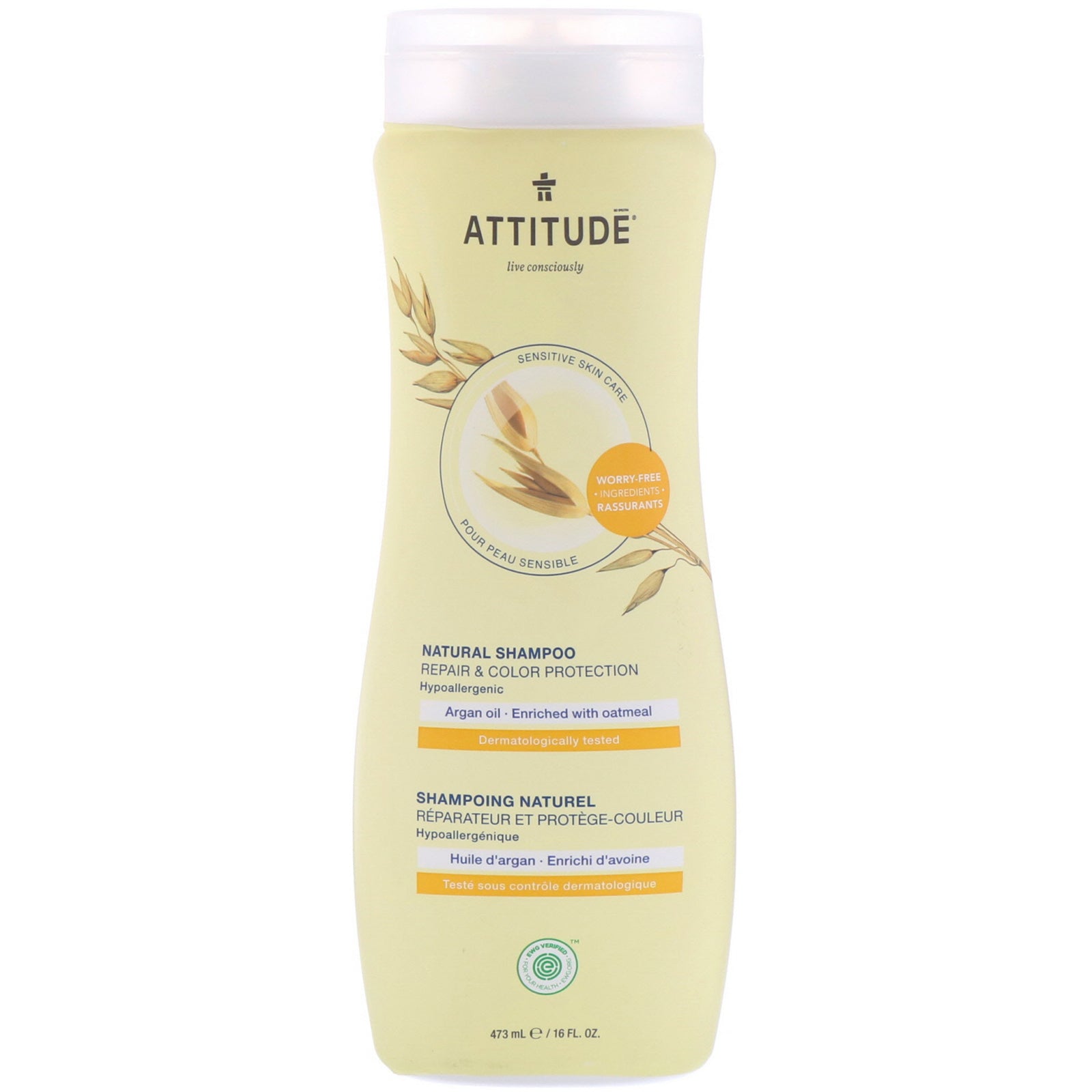 ATTITUDE, Natural Shampoo, Repair & Color Protection, Argan Oil, 16 fl oz (473 ml)