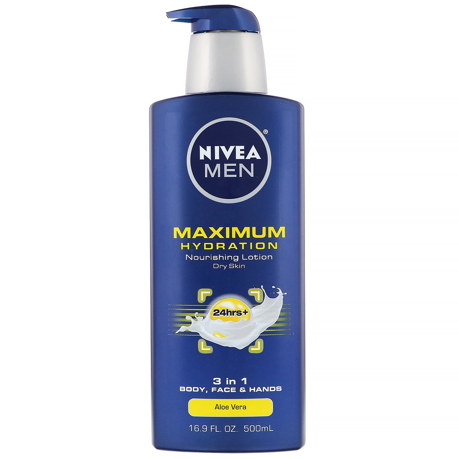 Nivea, Men, Maximum Hydration, 3-in-1 Nourishing Lotion, Aloe Vera, 16.9 fl oz (500 ml)