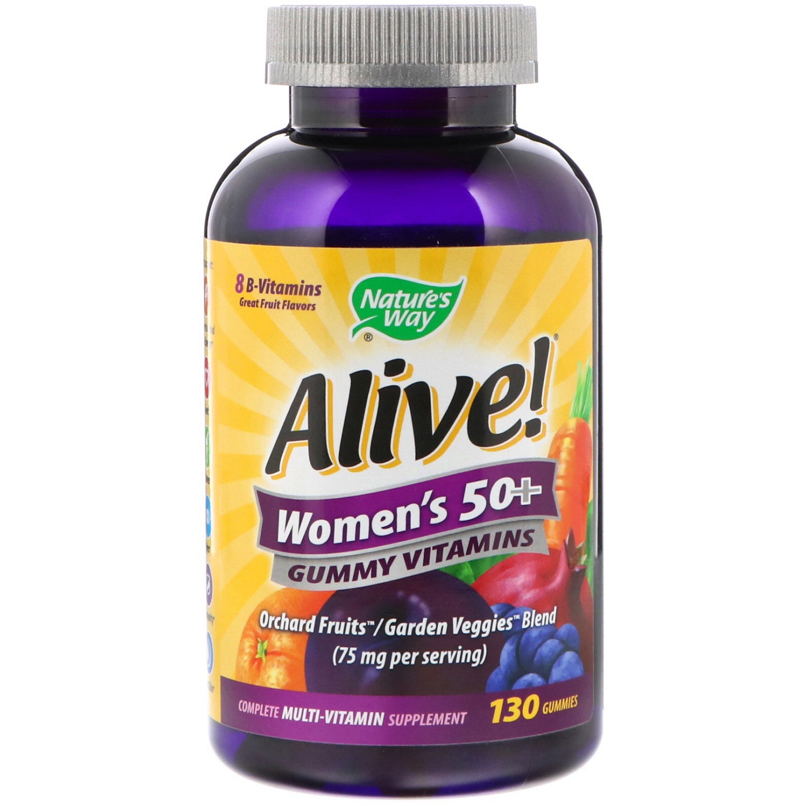 Nature's Way, Alive! Women's 50+ Gummy Vitamins, Fruit Flavors, 130 Gummies