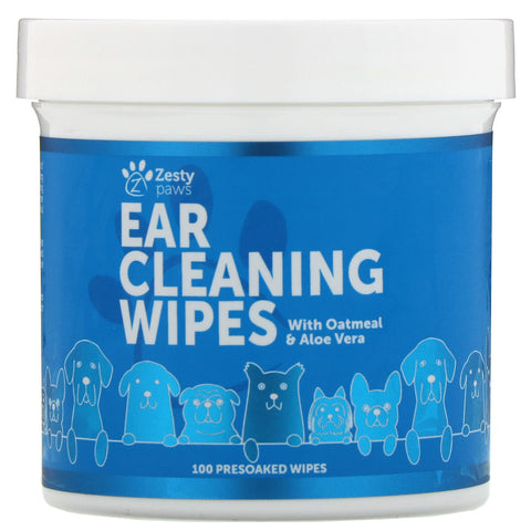 Zesty Paws,  Ear Cleaning Wipes, For Dogs, 100 Presoaked Wipes