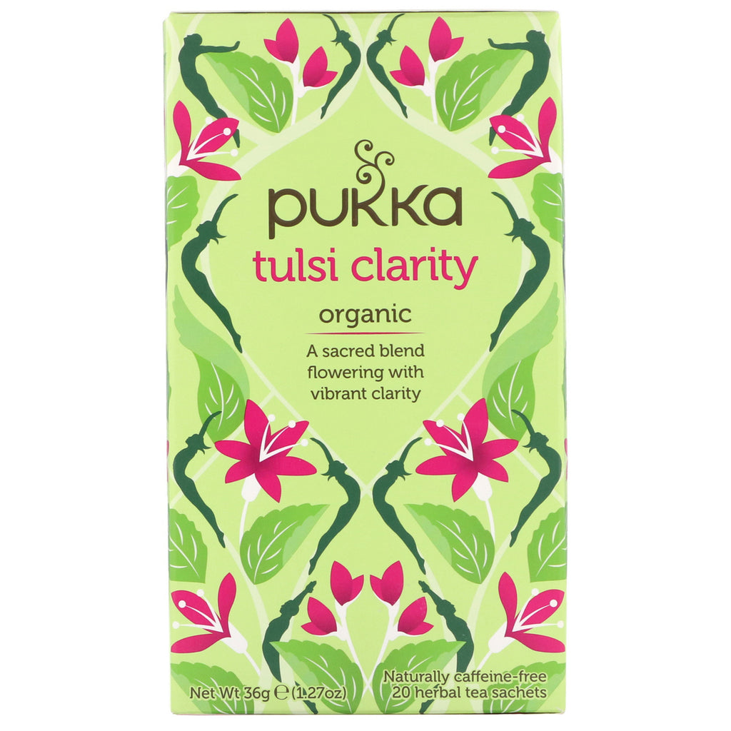 Pukka Herbs, Organic Tulsi Clarity, Caffeine-Free, 20 Herbal Tea Sachets, 1.27 oz (36 g)