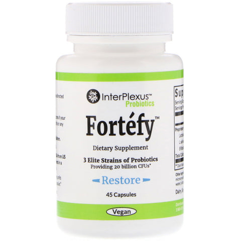 InterPlexus, Fortefy, 20 Billion CFU's, 45 Capsules