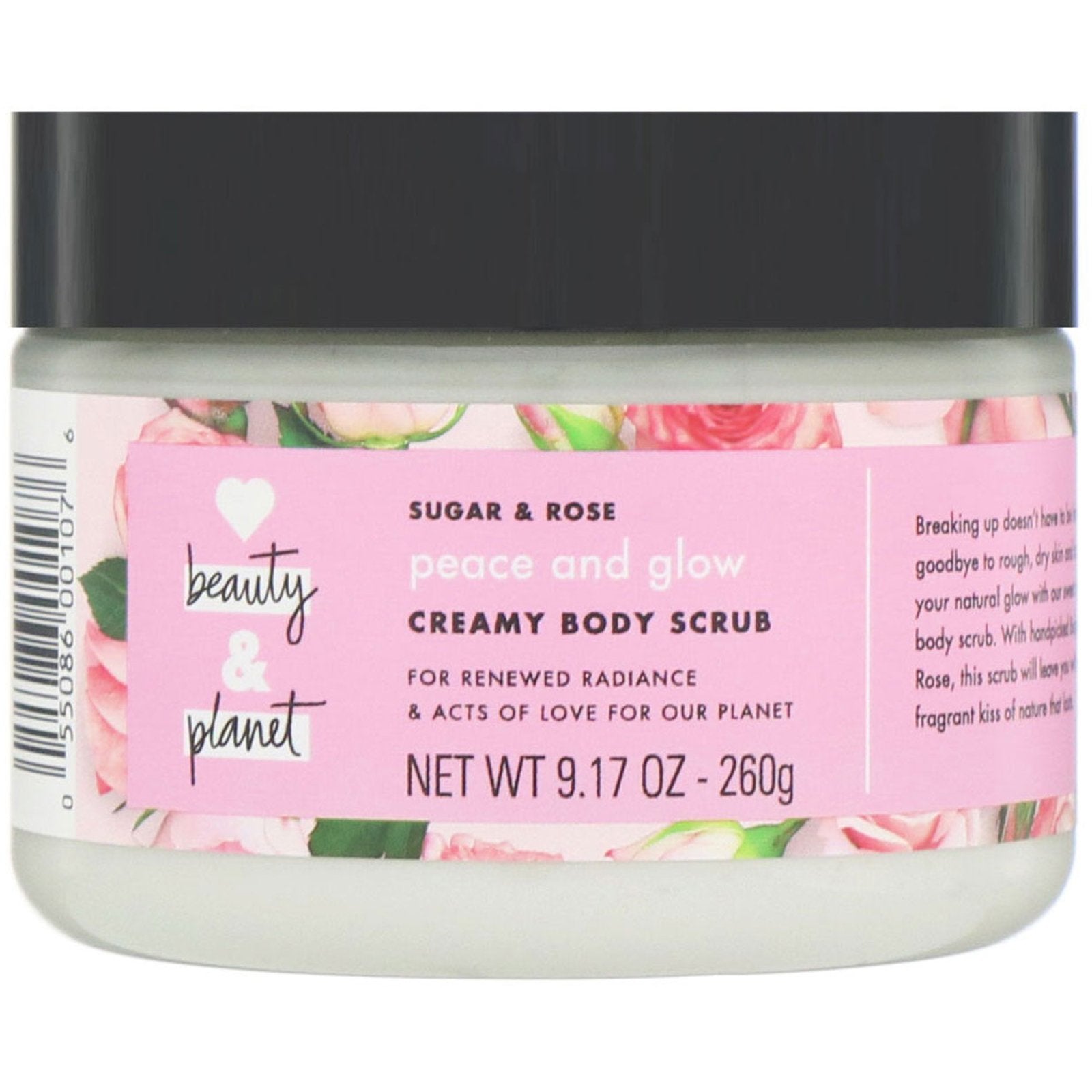 Love Beauty and Planet, Peace and Glow, Creamy Body Scrub, Sugar & Rose, 9.17 oz (260 g)