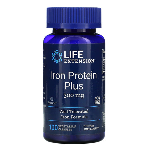 Life Extension, Iron Protein Plus, 300 mg, 100 Vegetarian Capsules