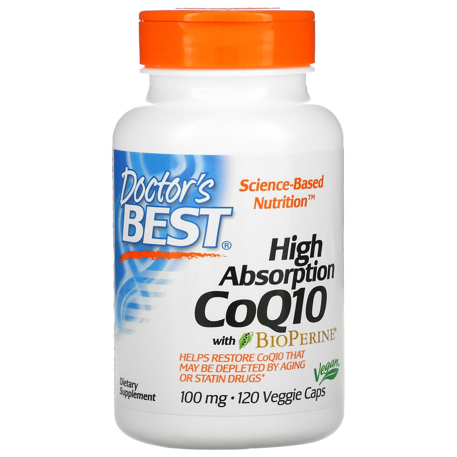 Doctor's Best, High Absorption CoQ10 with BioPerine, 100 mg, 120 Veggie Caps