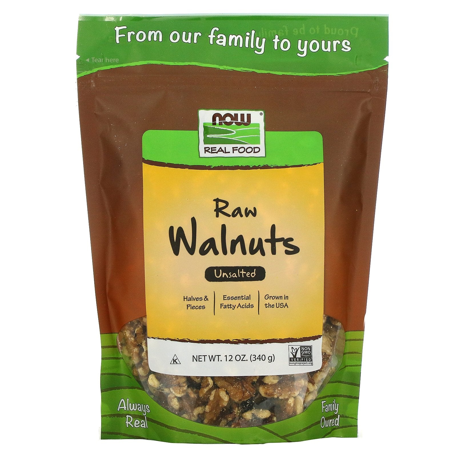 Now Foods, Real Food, Raw Walnuts, Unsalted, 12 oz (340 g)