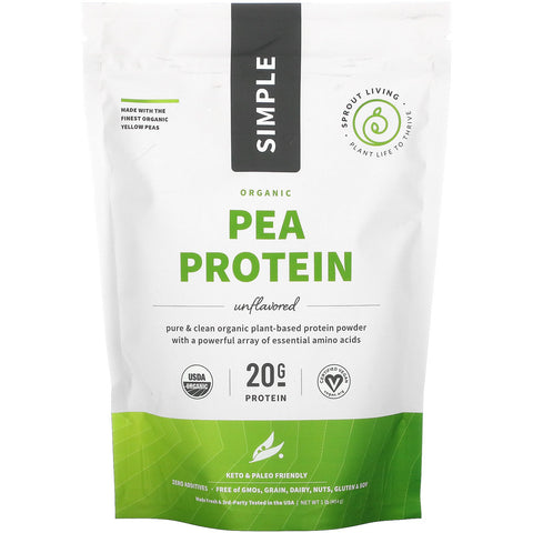 Sprout Living, Simple, Organic Pea Protein, Unflavored, 1 lb (454 g)