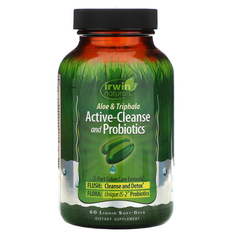 Irwin Naturals, Aloe & Triphala Active-Cleanse and Probiotics, 60 Liquid Soft-Gels