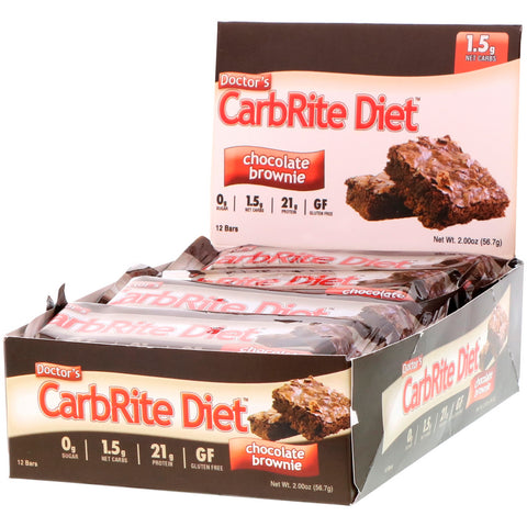 Universal Nutrition, Doctor's CarbRite Diet Bars, Chocolate Brownie, 12 Bars, 2.00 oz (56.7 g) Each