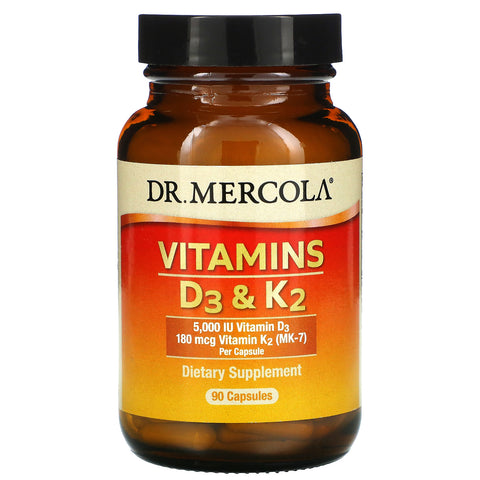 Dr. Mercola, Vitamins D3 & K2, 90 Capsules