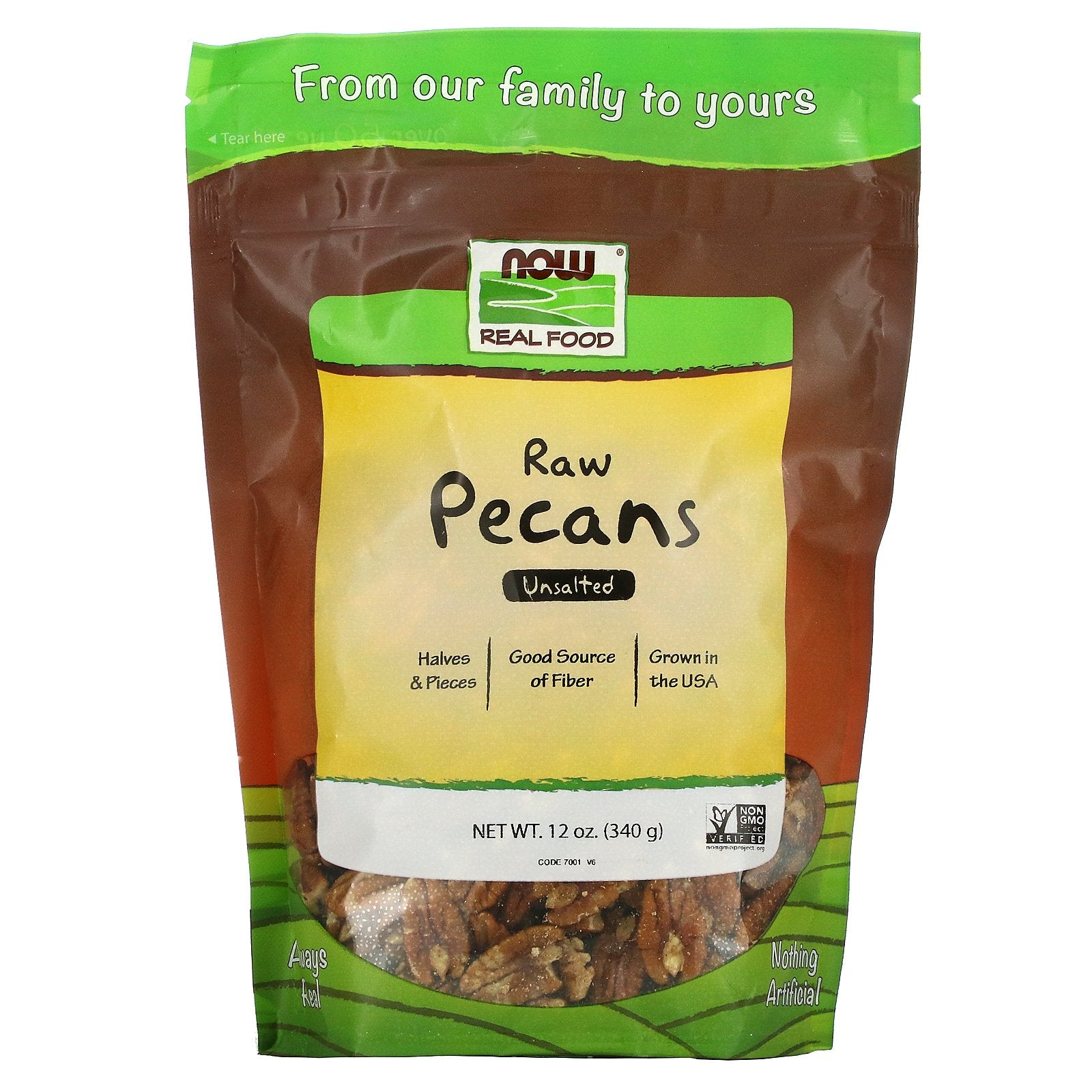 Now Foods, Real Food, Raw Pecans, Unsalted, 12 oz (340 g)