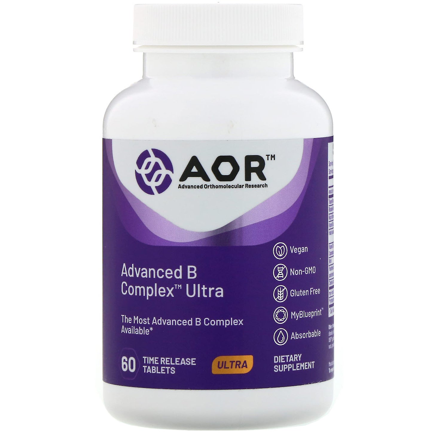 Advanced Orthomolecular Research AOR, Advanced B Complex Ultra, 60 Time Release Tablets