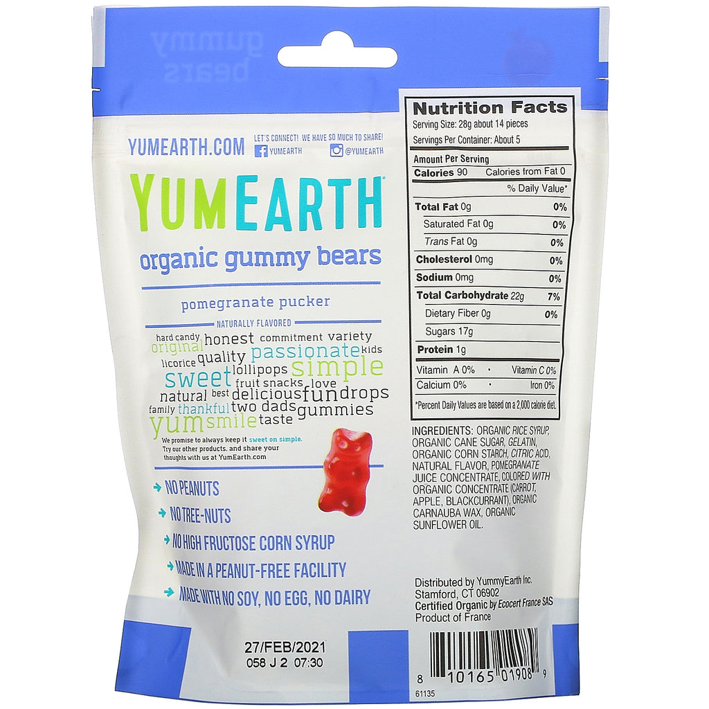 YumEarth, Gummy Bears, Pomegranate Pucker, 5 oz (142 g)