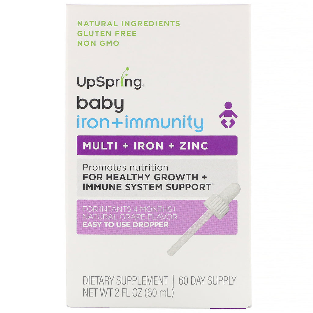 UpSpring, Baby, Iron + Immunity, Natural Grape Flavor, 2 fl oz (60 ml)