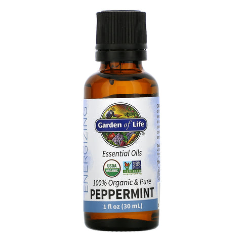 Garden of Life, 100% Organic & Pure, Essential Oils, Energizing, Peppermint, 1 fl oz (30 ml)