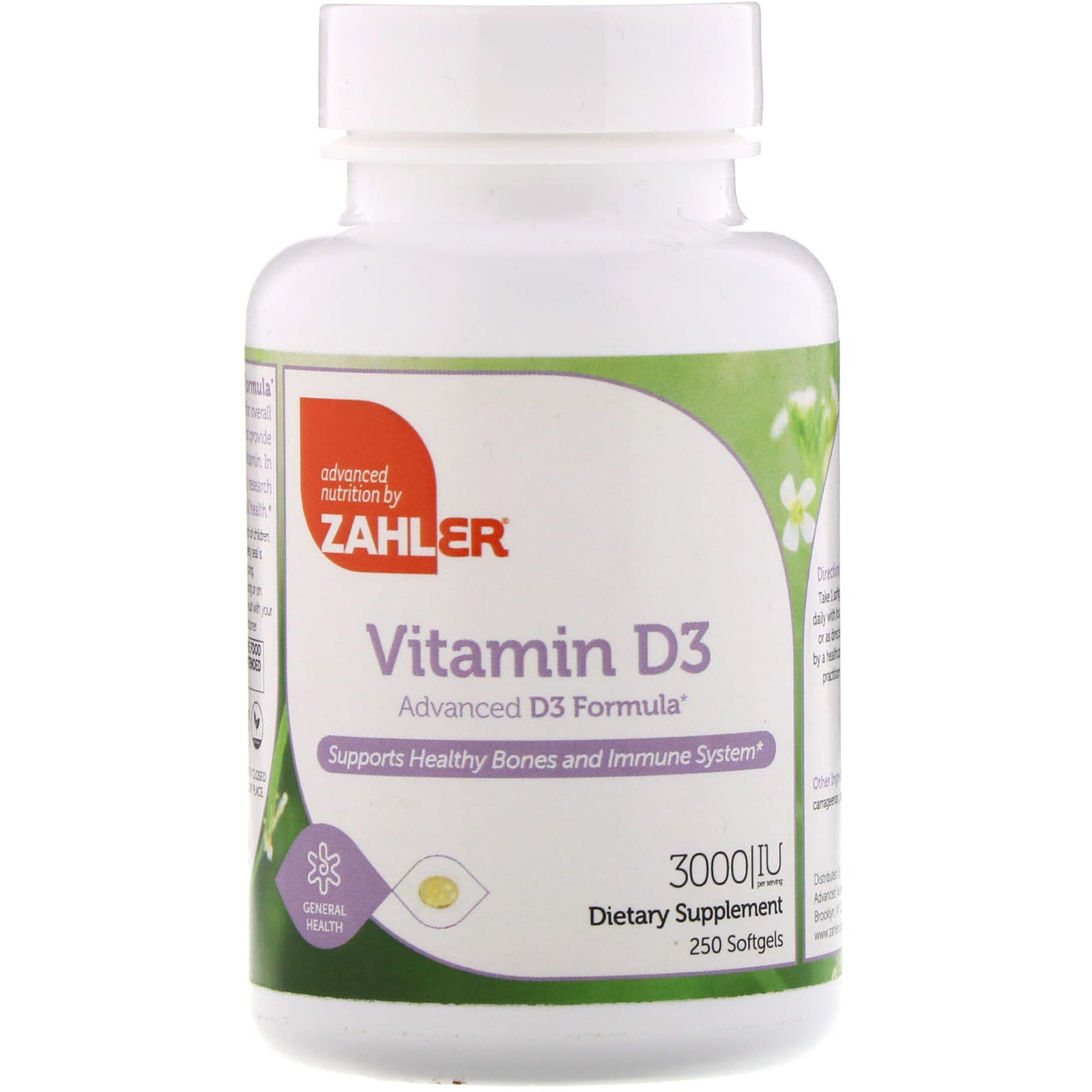 Zahler, Vitamin D3, Advanced D3 Formula, 3,000 IU, 250 Softgels