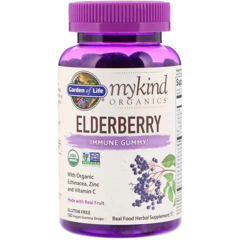 Garden of Life, MyKind Organics, Elderberry, Immune Gummy, 120 Vegan Gummy Drops