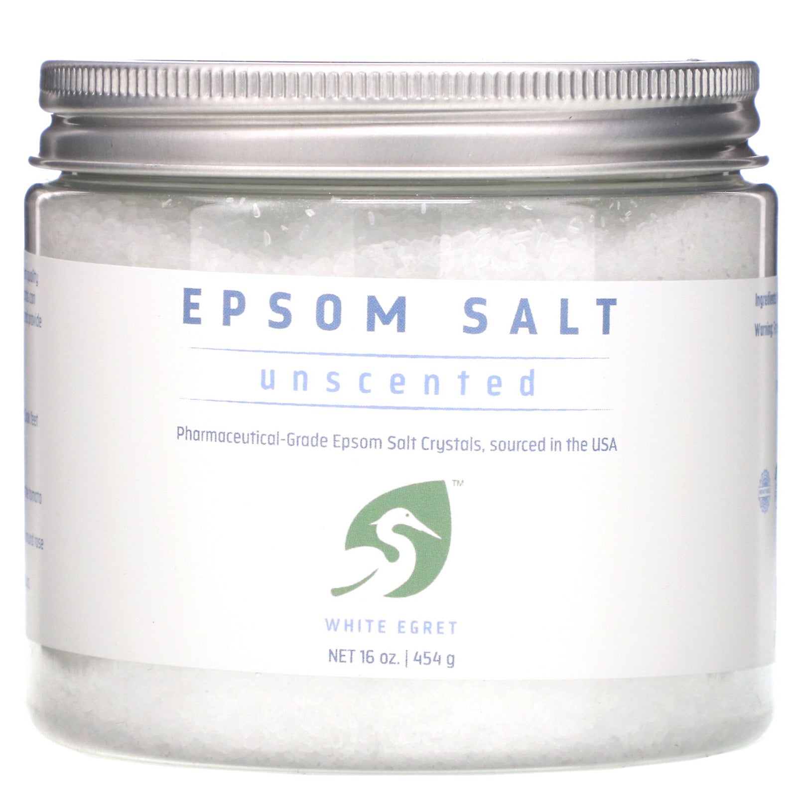 White Egret Personal Care, Epsom Salt, Unscented, 16 oz (454 g)