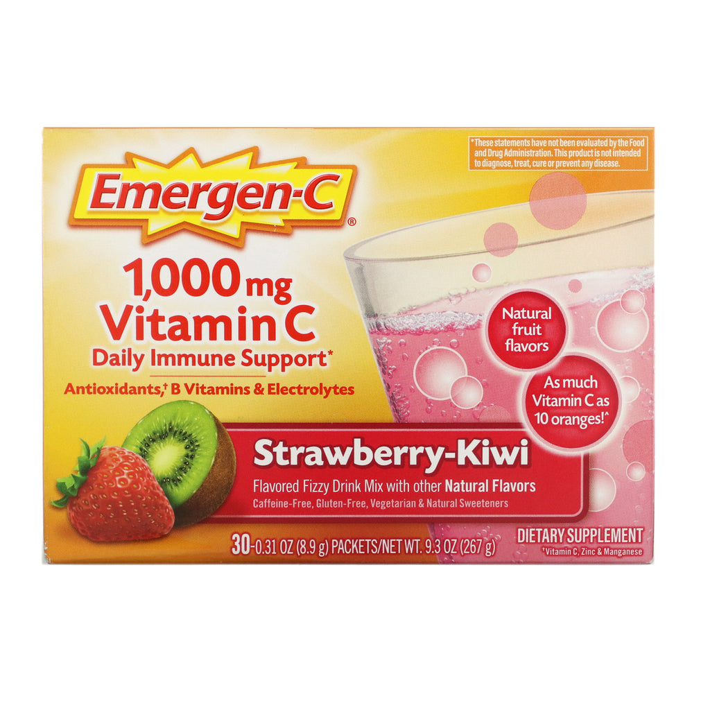 Emergen-C,  Vitamin C, Strawberry-Kiwi, 1,000 mg, 30 Packets, 0.31 oz (8.9 g) Each