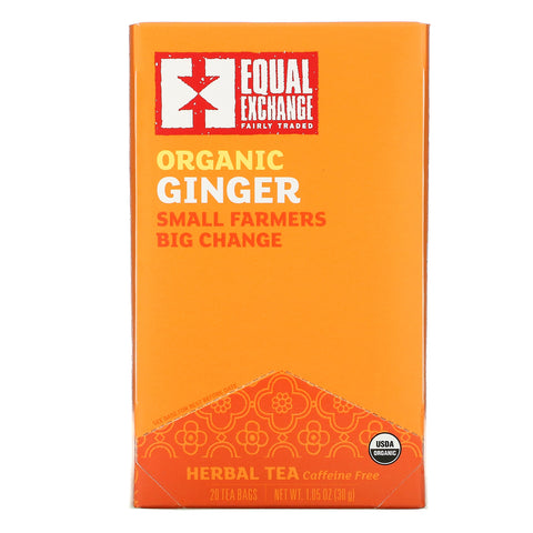 Equal Exchange, Organic Ginger, Herbal Tea, Caffeine Free, 20 Tea Bags, 1.05 oz (30 g)