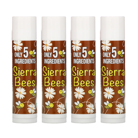 Sierra Bees, Organic Lip Balms, Coconut, 4 Pack, .15 oz (4.25 g) Each