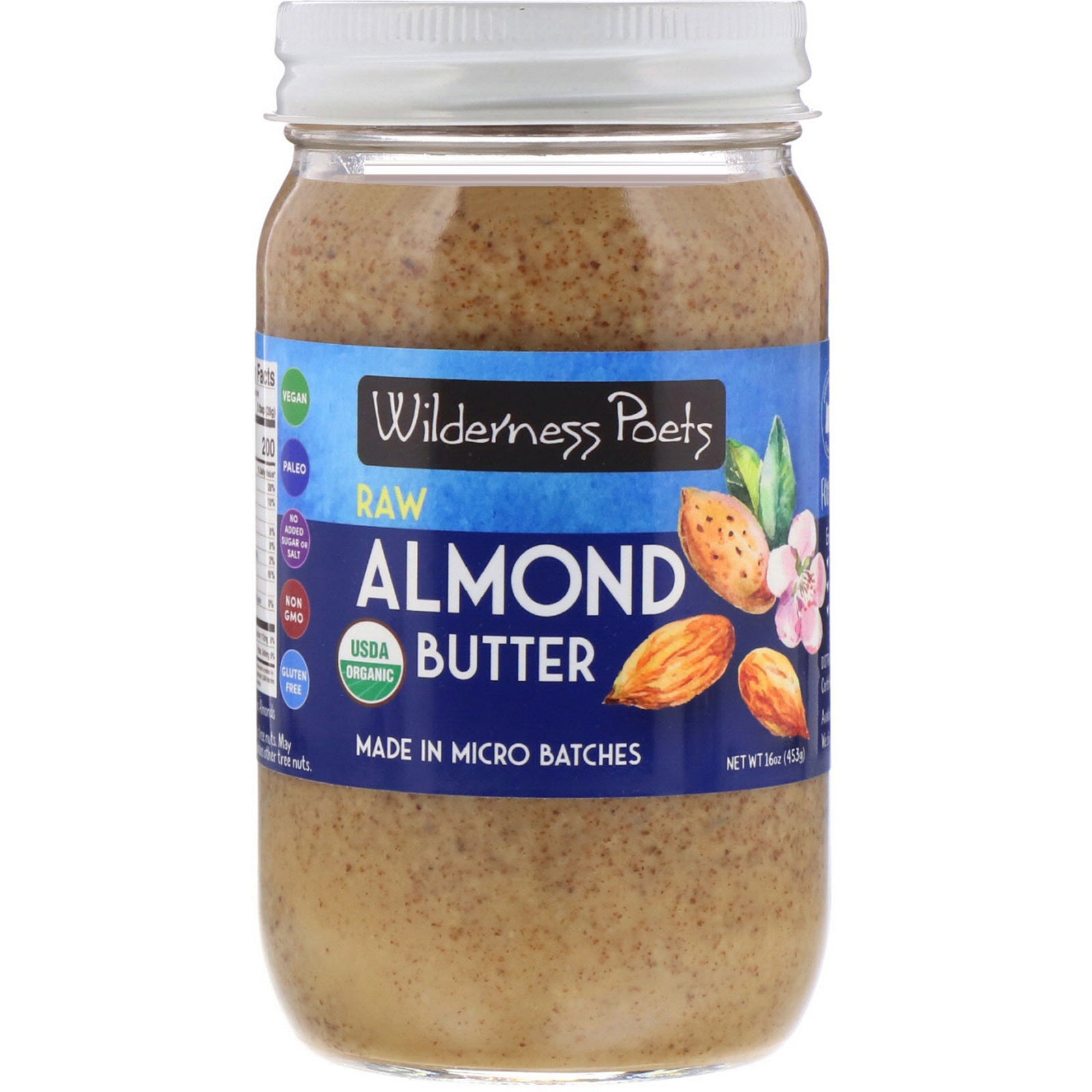 Wilderness Poets, Raw Almond Butter, 16 oz (454 g)