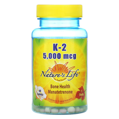 Nature's Life, K-2, Bone Health Menatetrenone, 5,000 mcg, 60 Tablets