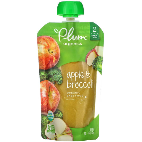 Plum Organics, Organic Baby Food, Stage 2, Apple & Broccoli, 4 oz (113 g)