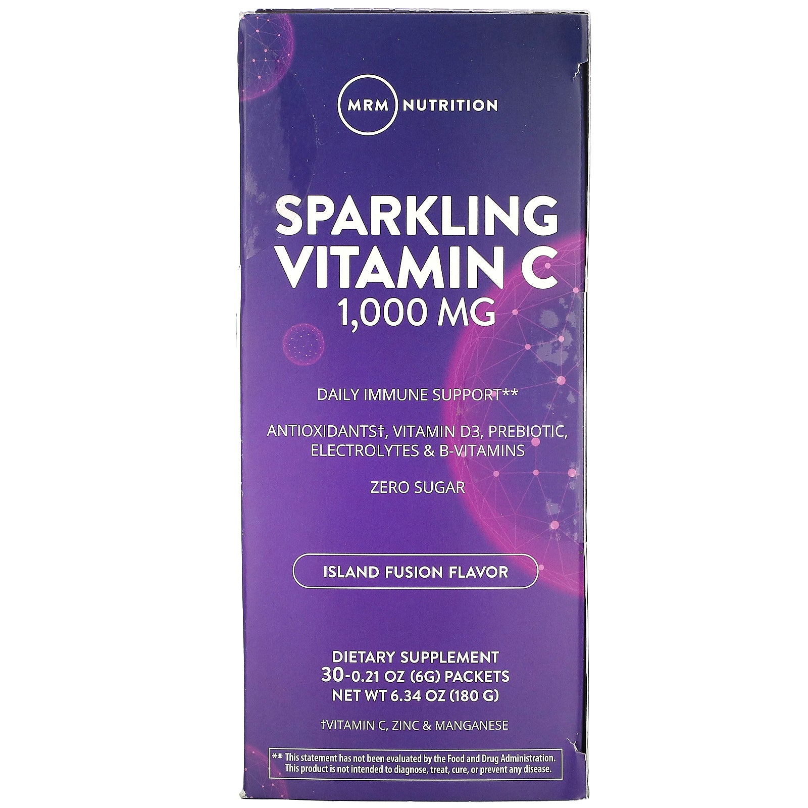 MRM, Sparkling Vitamin C, Island Fusion, 1,000 mg, 30 Packets, 0.21 oz (6 g)