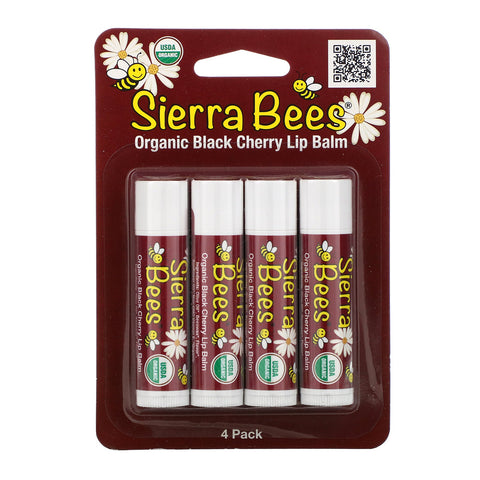 Sierra Bees,  Lip Balms, Black Cherry, 4 Pack, .15 oz (4.25 g) Each