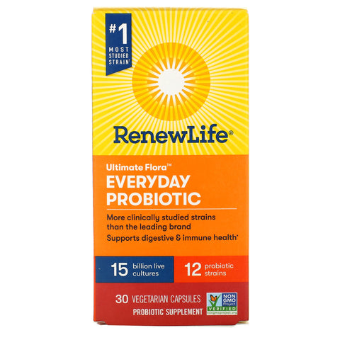 Renew Life, Ultimate Flora, Everyday Probiotic, 15 Billion Live Cultures, 30 Vegetarian Capsules