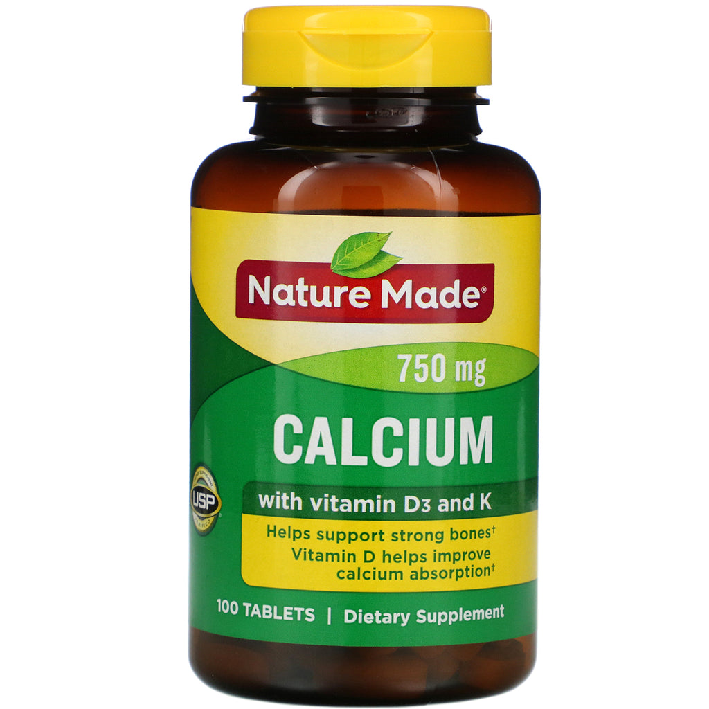 Nature Made, Calcium  with D3  and  K, 750 mg, 100 Tablets