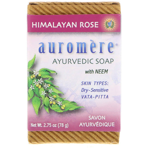 Auromere, Ayurvedic Soap, With Neem, Himalayan Rose, 2.75 oz (78 g)