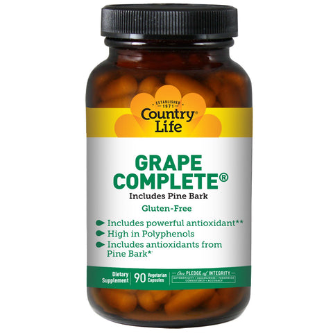 Country Life, Grape Complete, Includes Pine Bark, 90 Vegetarian Capsules