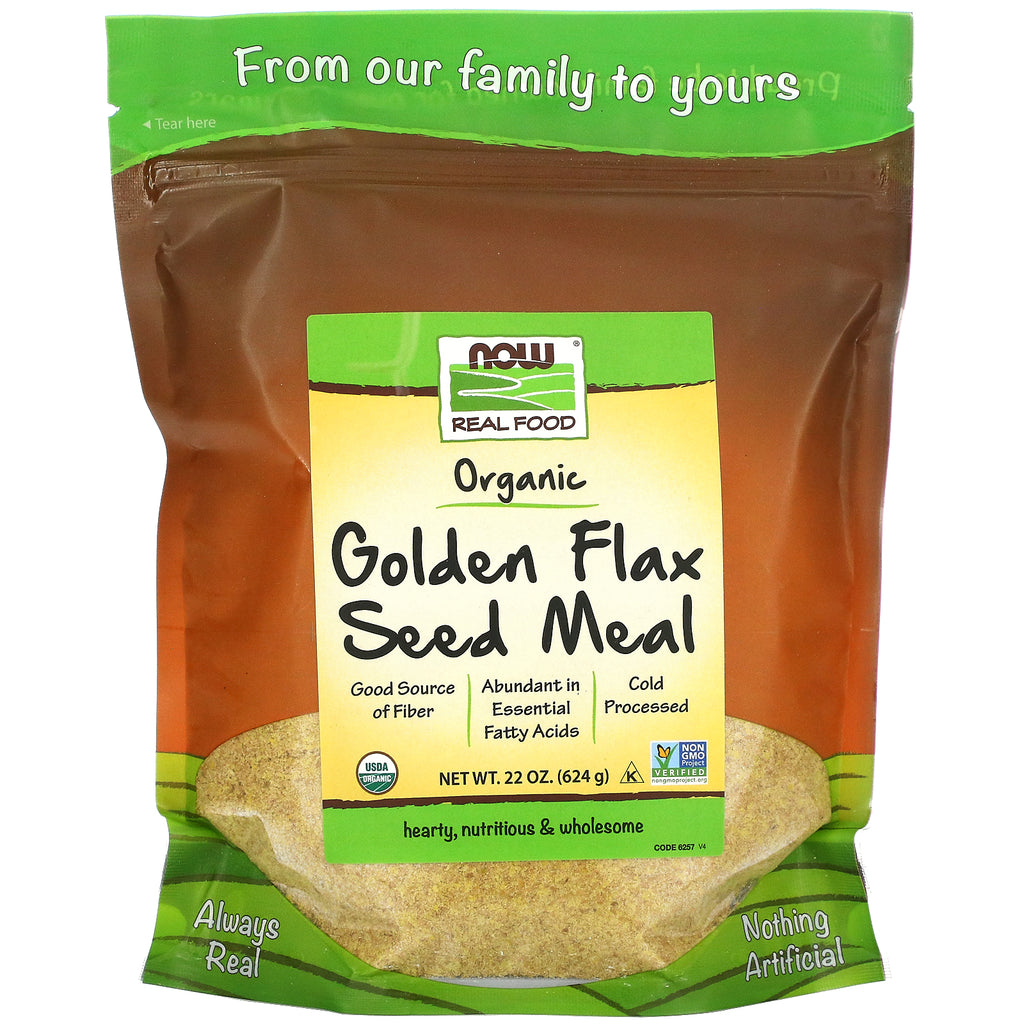 Now Foods, Real Food, Organic Golden Flax Seed Meal, 22 oz (624 g)