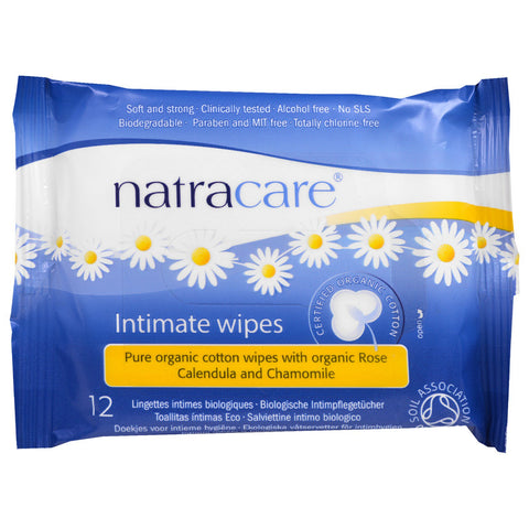 Natracare, Certified Organic Cotton Intimate Wipes, 12 Wipes