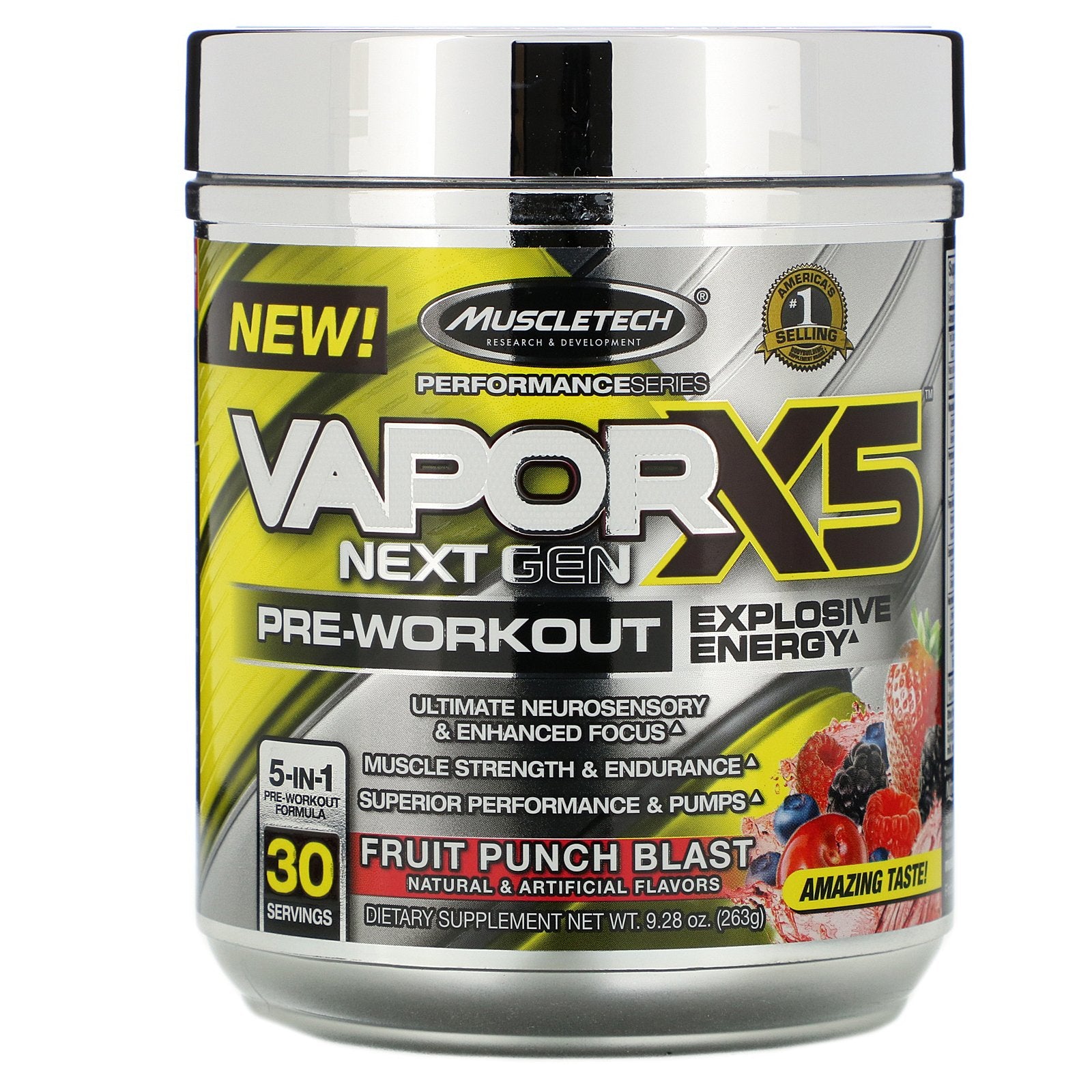 Muscletech, VaporX5, Next Gen, Pre-Workout, Fruit Punch Blast, 9.28 oz (263 g)