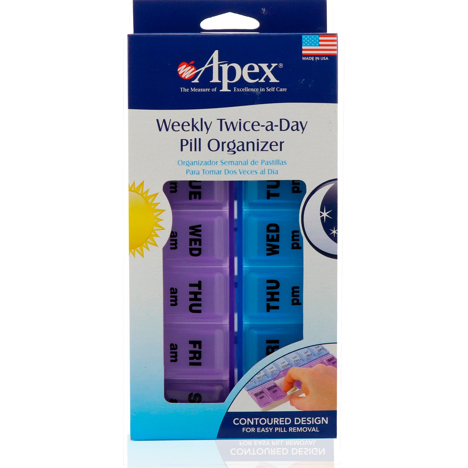 Apex, Weekly Twice-A-Day Pill Organizer, 1 Pill Organizer