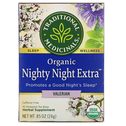 Traditional Medicinals, Organic Nighty Night Extra Tea, Valerian, 16 Wrapped Tea Bags, .85 oz (24 g)