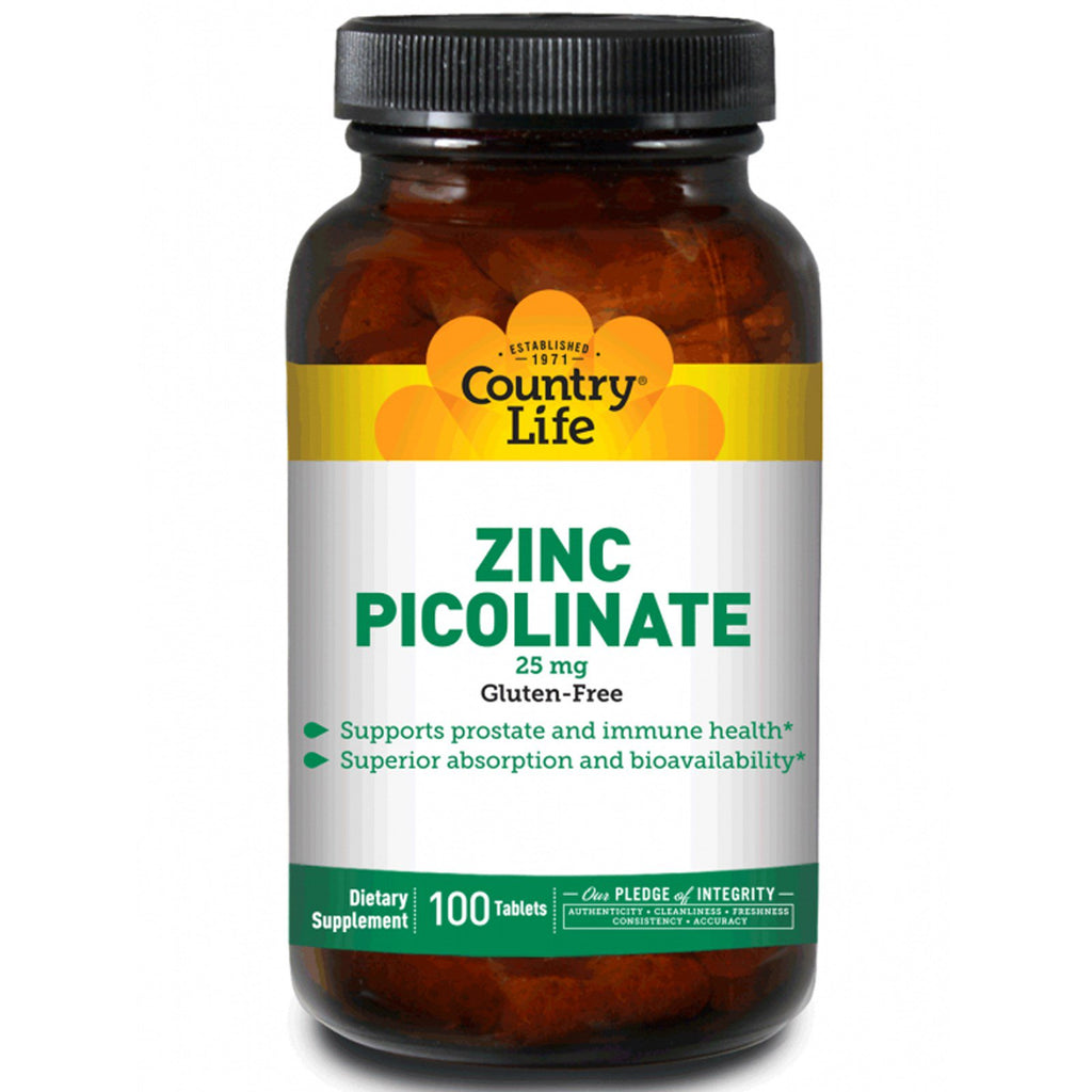 Country Life, Zinc Picolinate, 25 mg, 100 Tablets