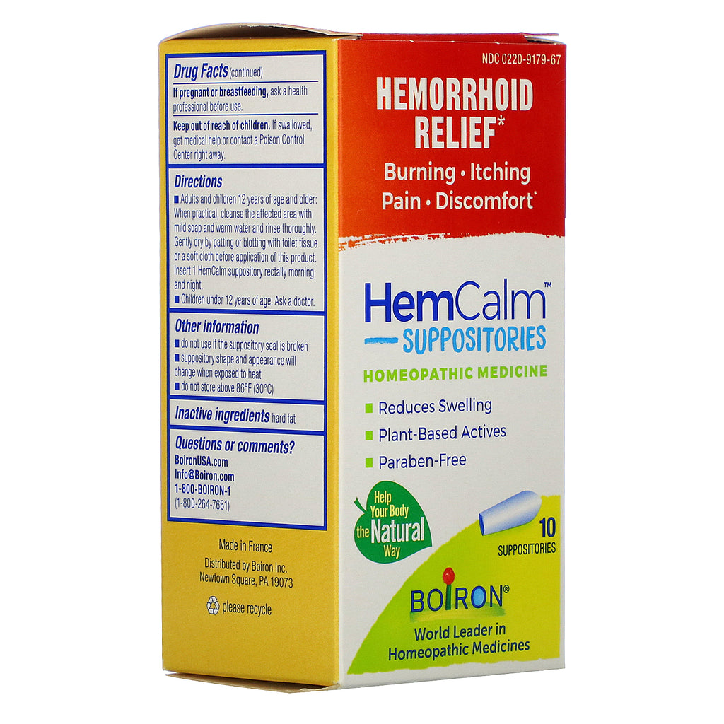 Boiron, HemCalm Suppositories, Hemorrhoid Relief, 10 Suppositories